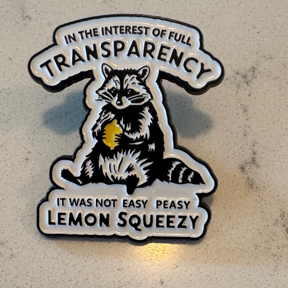Raccoon Enamel Pin with Fun Quote